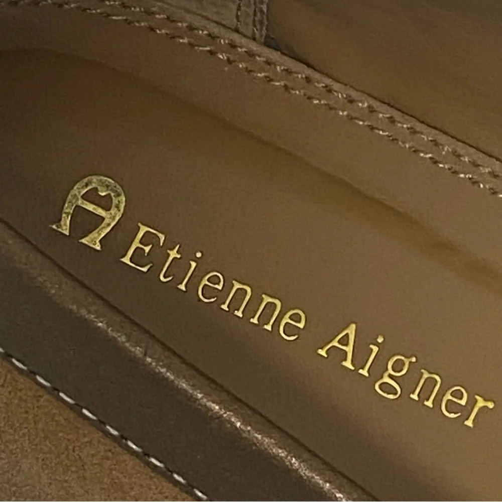 Etienne Aigner Genuine Leather Suede Buckle Loafer Slip Ons - EC - 8.5